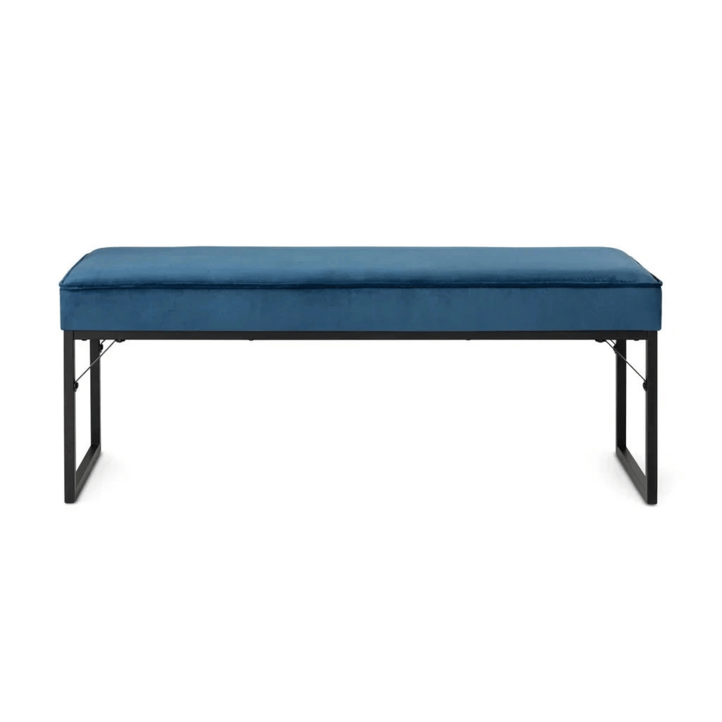 LIFA LIVING Flursofa Londen – Elegante Samtbank in Blau mit Metallgestell
