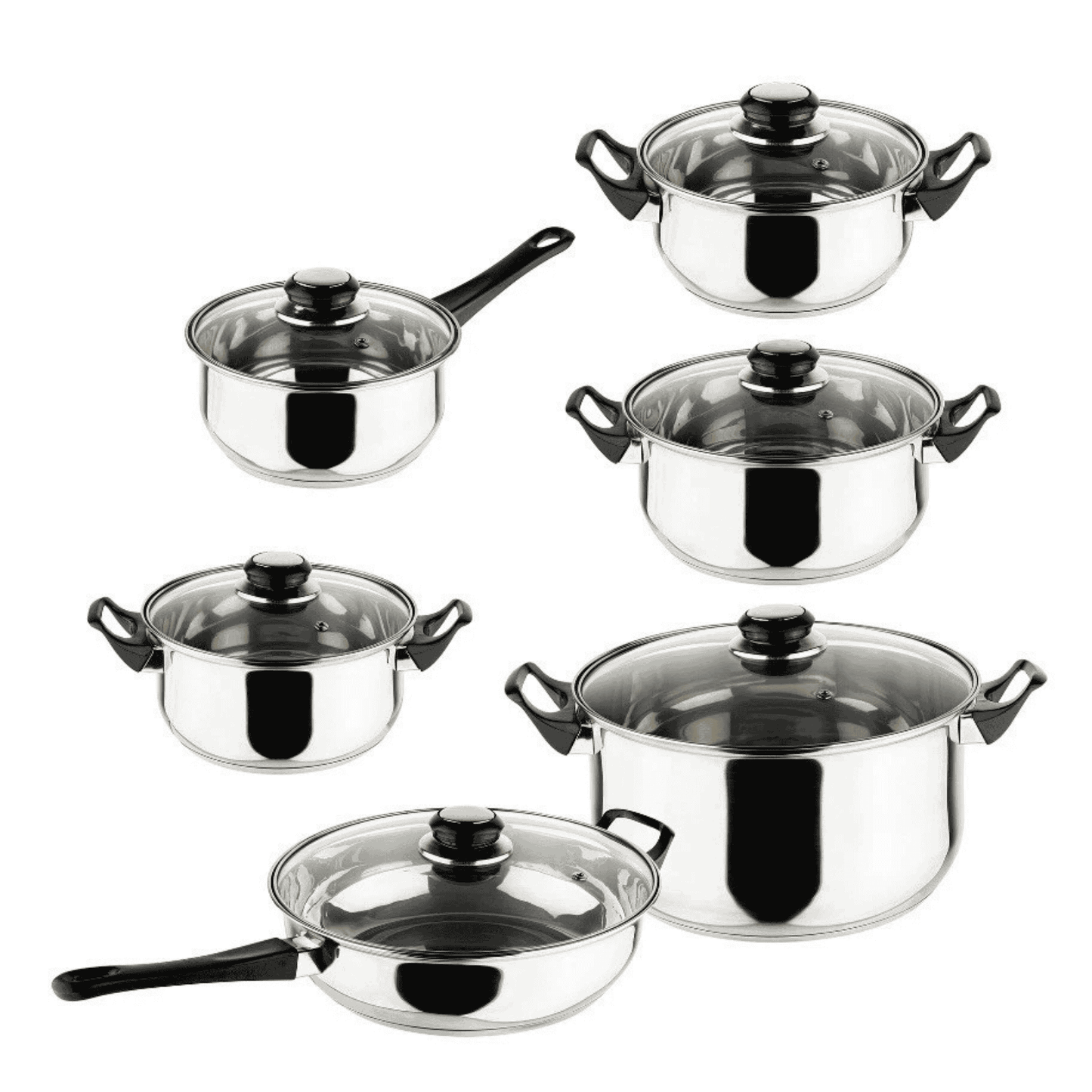 Haushalt International Kochgeschirr-Set - Edelstahl, 12-teilig