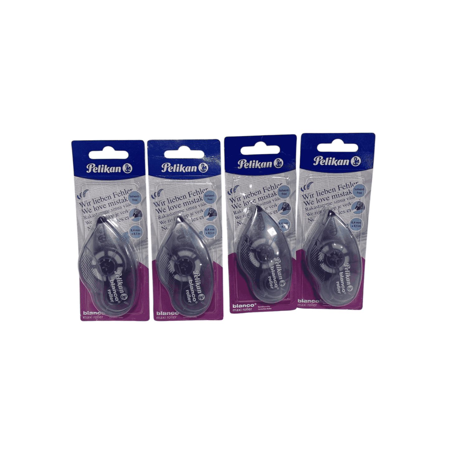 4er Set Pelikan blanco® Maxi Korrekturroller | 8,4 mm Breite, 8,5 m Länge | Saubere Sofort-Korrektur