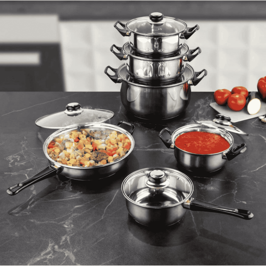 Haushalt International Kochgeschirr-Set - Edelstahl, 12-teilig