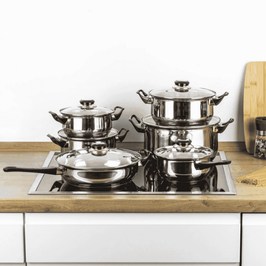 Haushalt International Kochgeschirr-Set - Edelstahl, 12-teilig