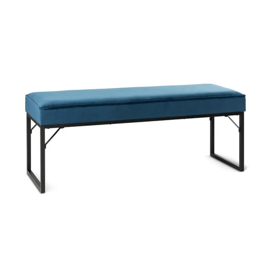 LIFA LIVING Flursofa Londen – Elegante Samtbank in Blau mit Metallgestell