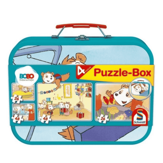 Schmidt Spiele Bobo Siebenschläfer Puzzle-Box im Metallkoffer – Kinder Puzzle Set