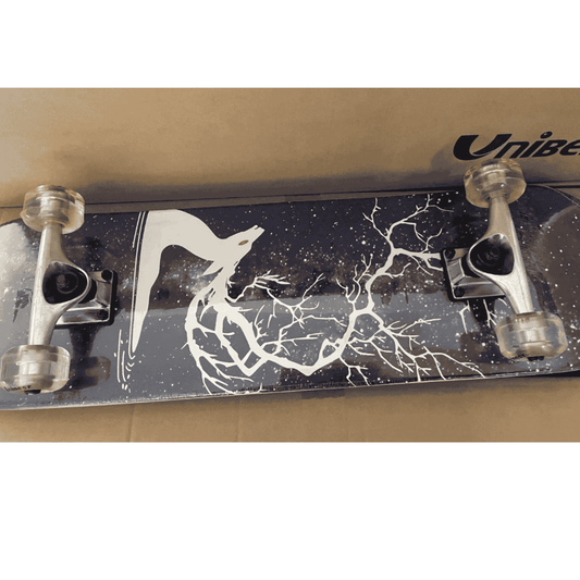 Skateboard Funboard Holzboard komplett 80x20cm Ahornholz Kinder Hirsch